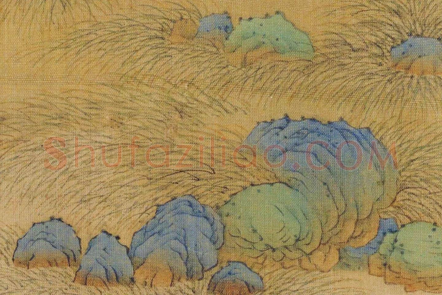 陈洪绶山水《仿赵千里笔法》局部 (2)