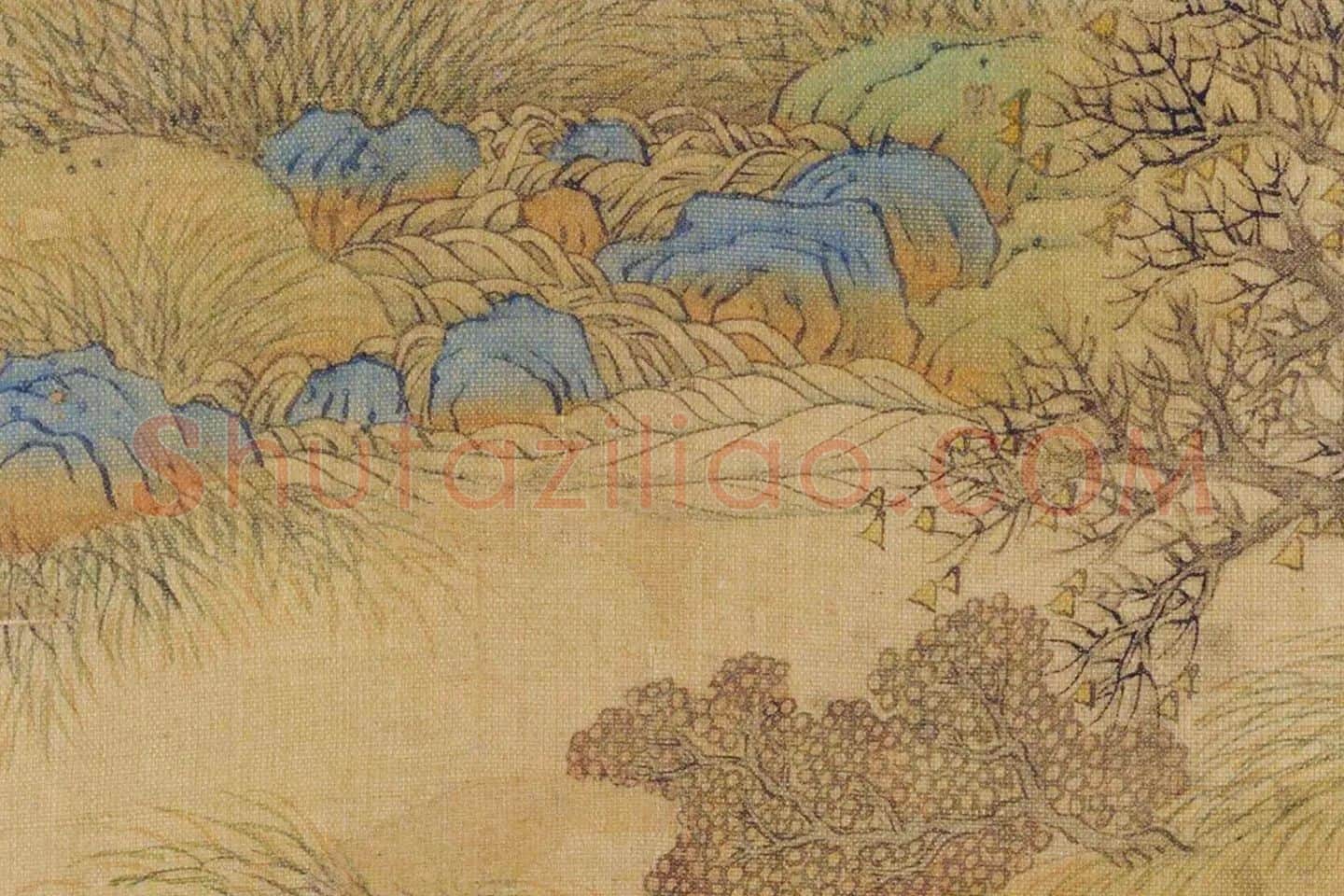 陈洪绶山水《仿赵千里笔法》局部 (3)