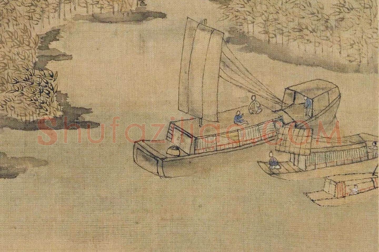 陈洪绶山水《远浦归帆图》局部 (3)