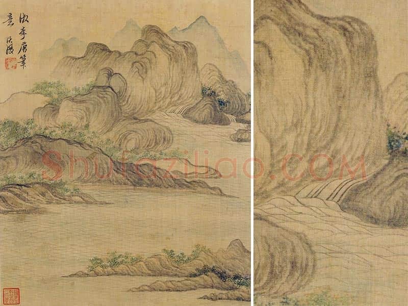 陈洪绶山水《仿李唐笔意图》页