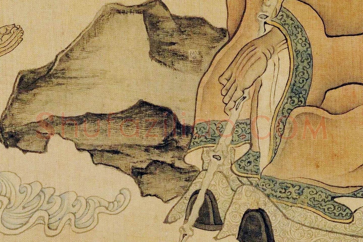 陈洪绶僧侣人物画《无法可说图》局部 (2)