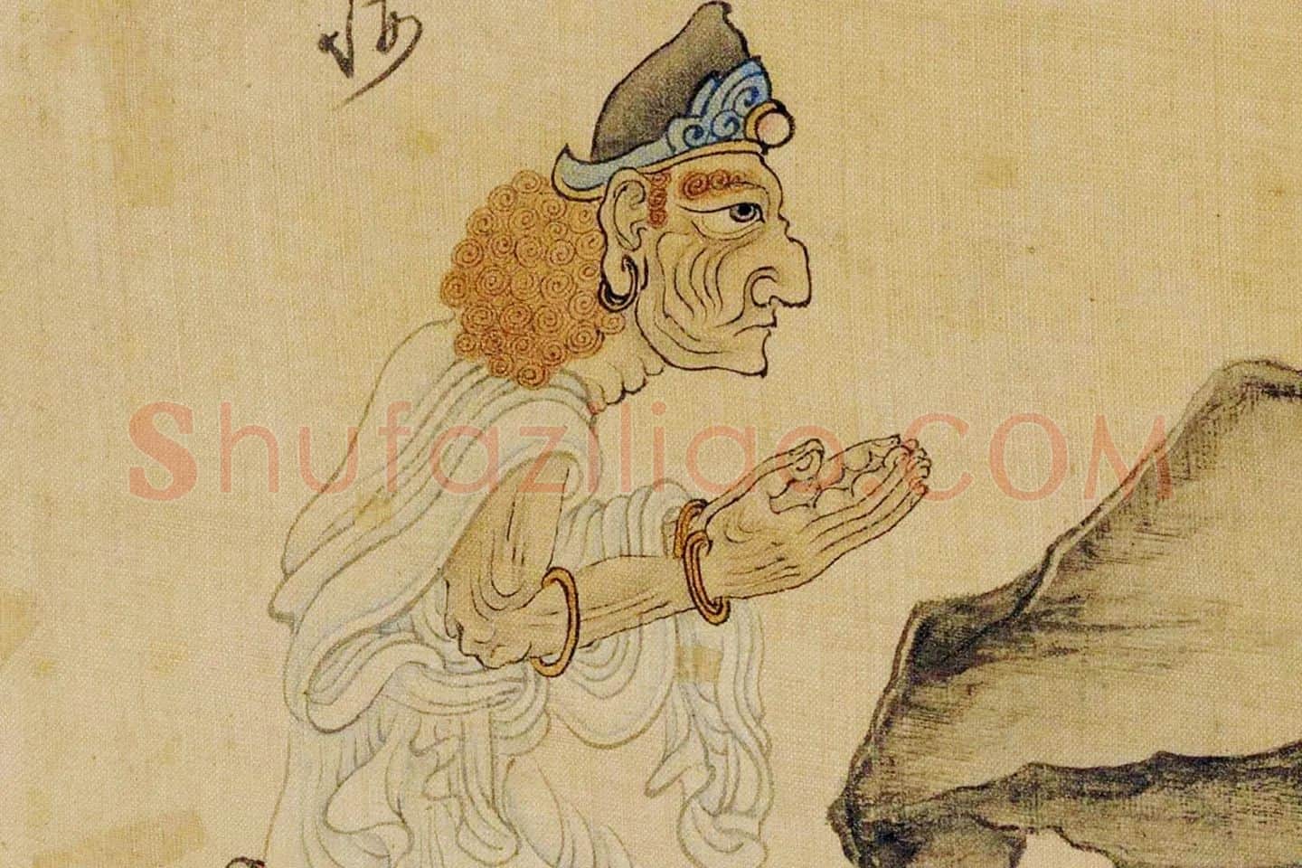 陈洪绶僧侣人物画《无法可说图》局部 (3)