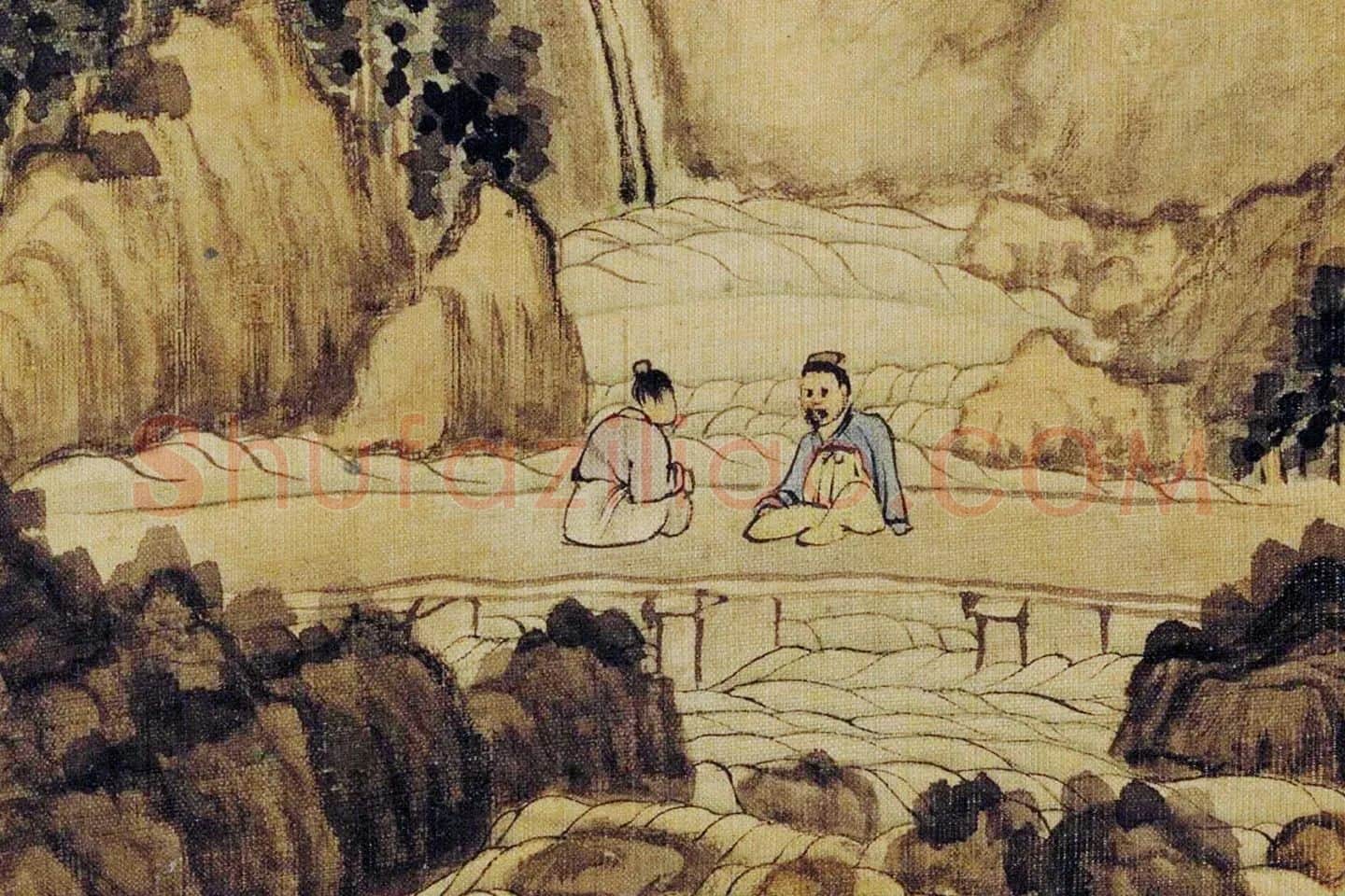 陈洪绶山水画《溪石图》局部 (1)