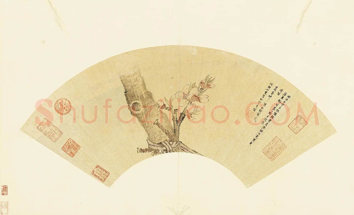陈洪绶《著色桃花扇面》
