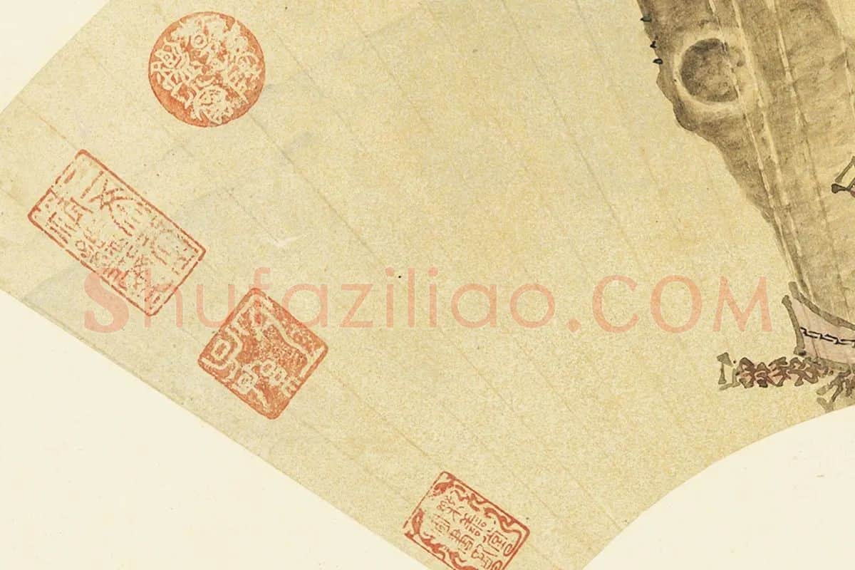 陈洪绶《著色桃花扇面》局部 (3)