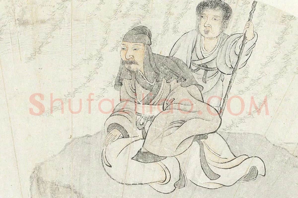 陈洪绶《柳荫观鱼图》局部 (1)