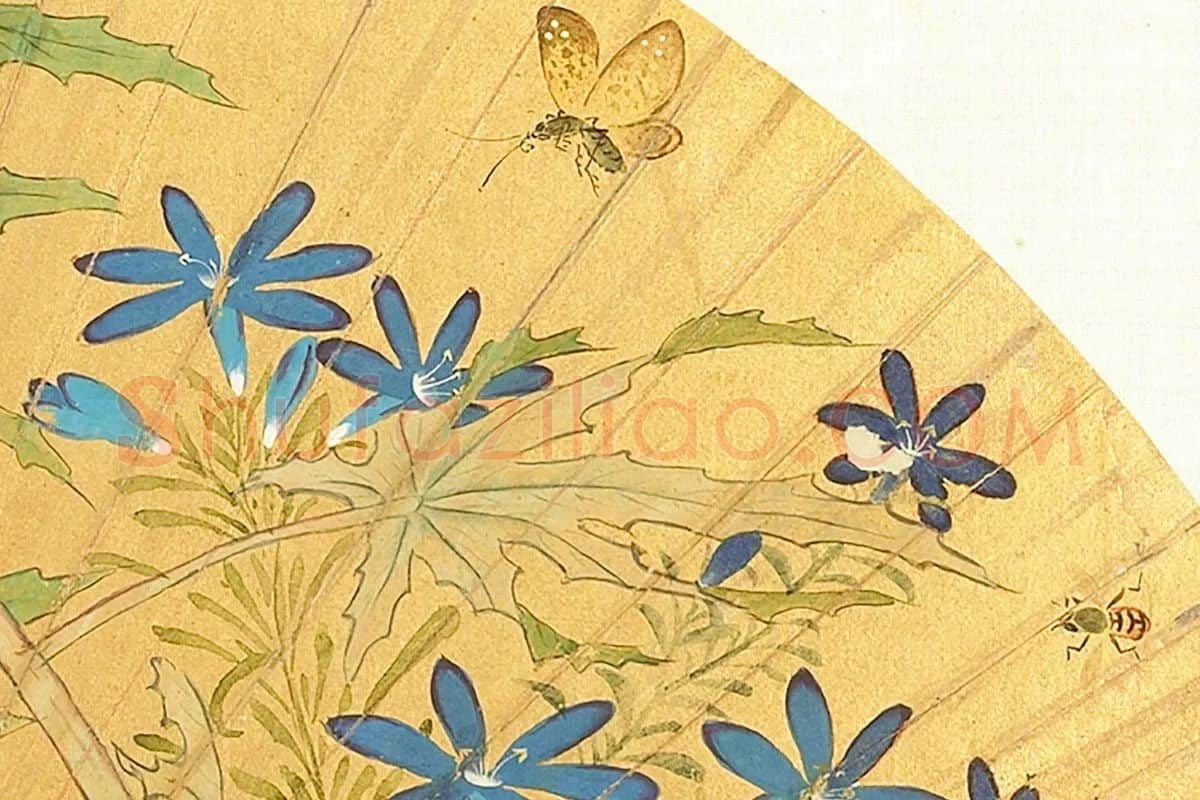 陈洪绶《花卉扇面》 (1)