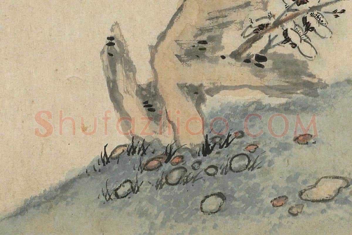 陈洪绶《梅石松鼠图》局部 (3)