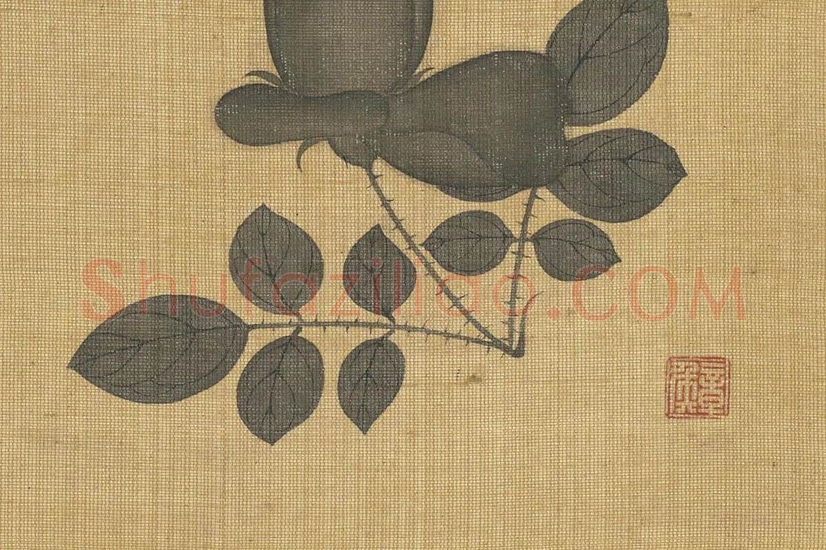 陈洪绶花卉《蔷薇》局部 (2)