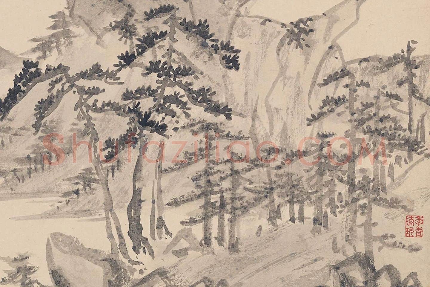 陈淳写意水墨山水画册局部 (8)