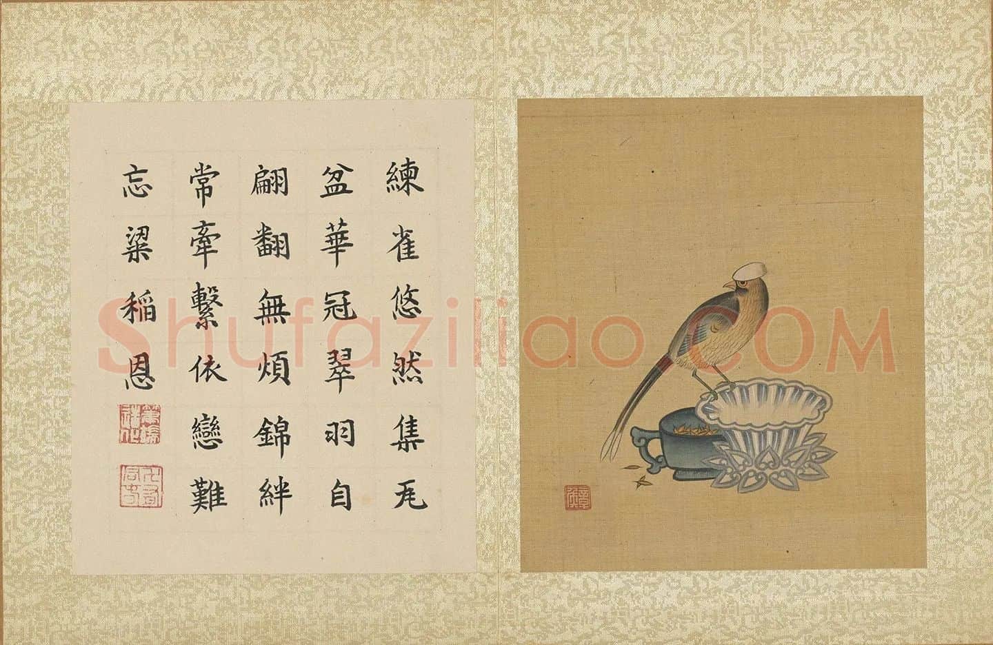 陈洪绶工笔画《练雀图》