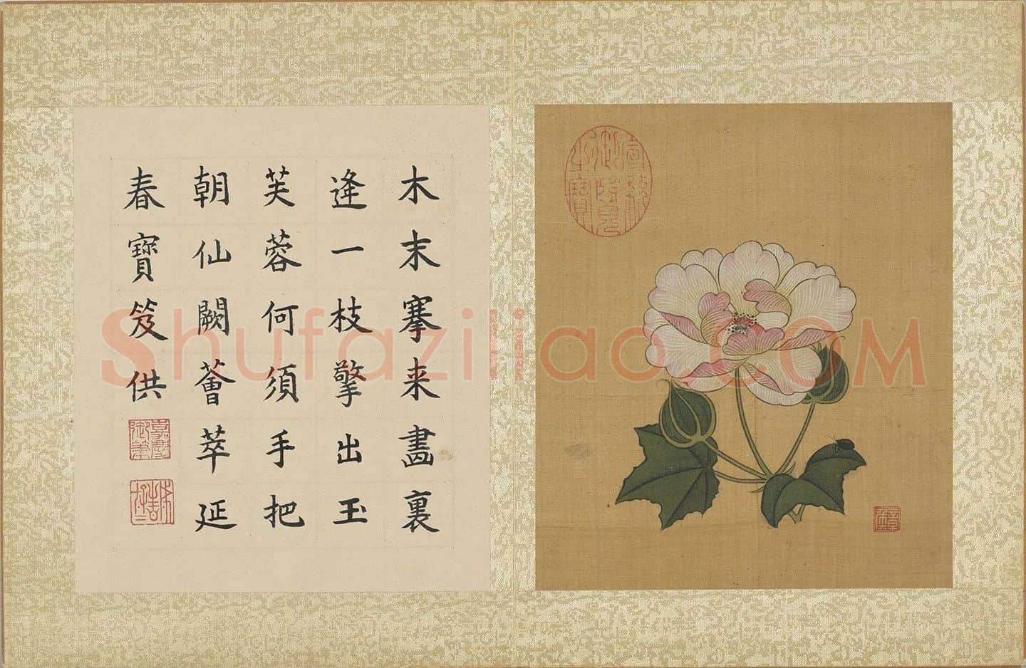 陈洪绶工笔花卉《木芙蓉图》