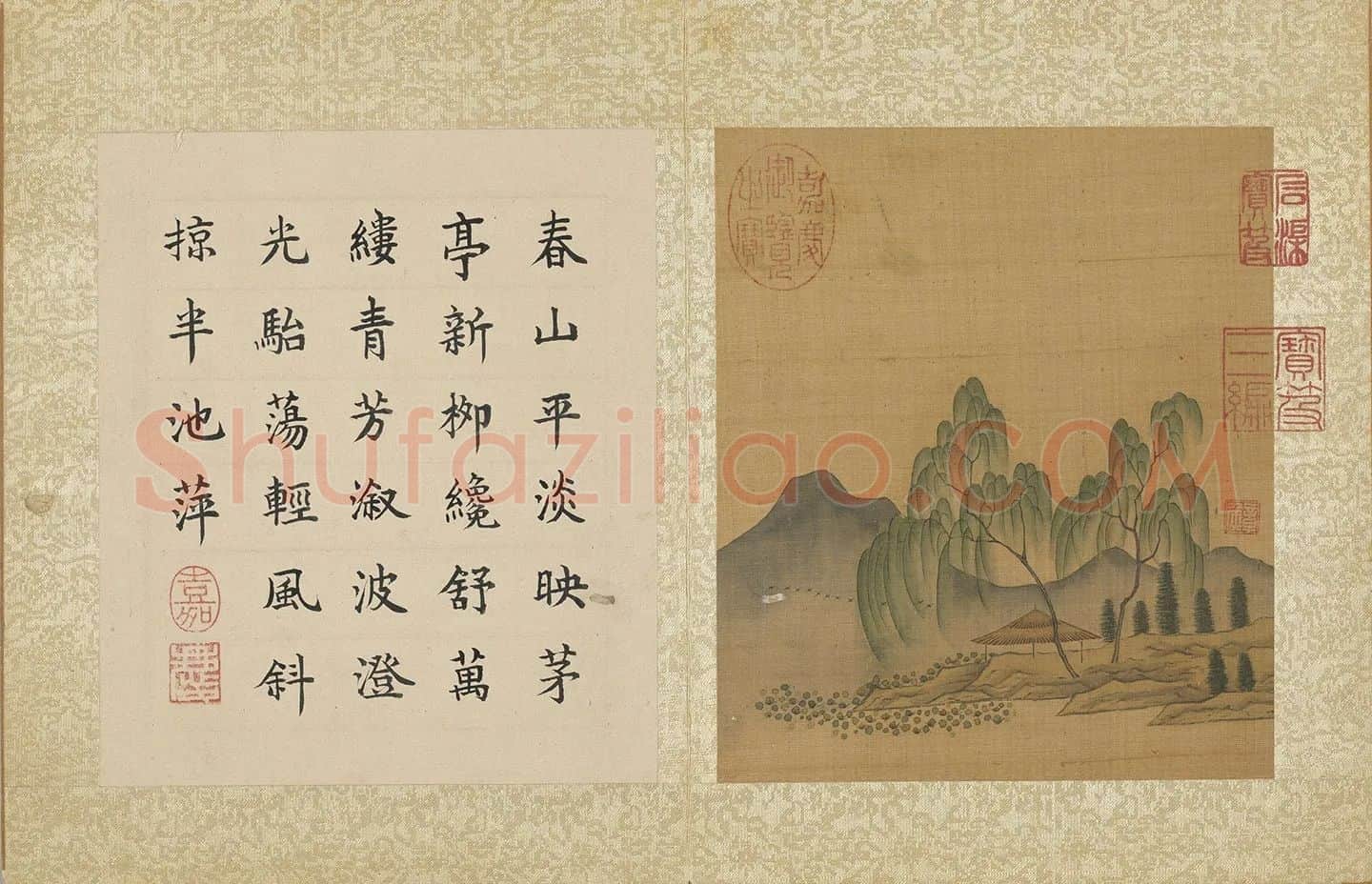 陈洪绶《溪亭柳色图》