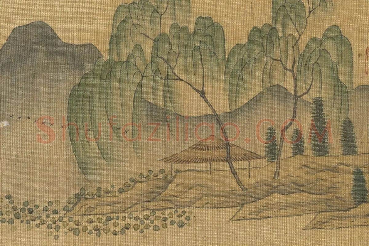 陈洪绶《溪亭柳色图》局部