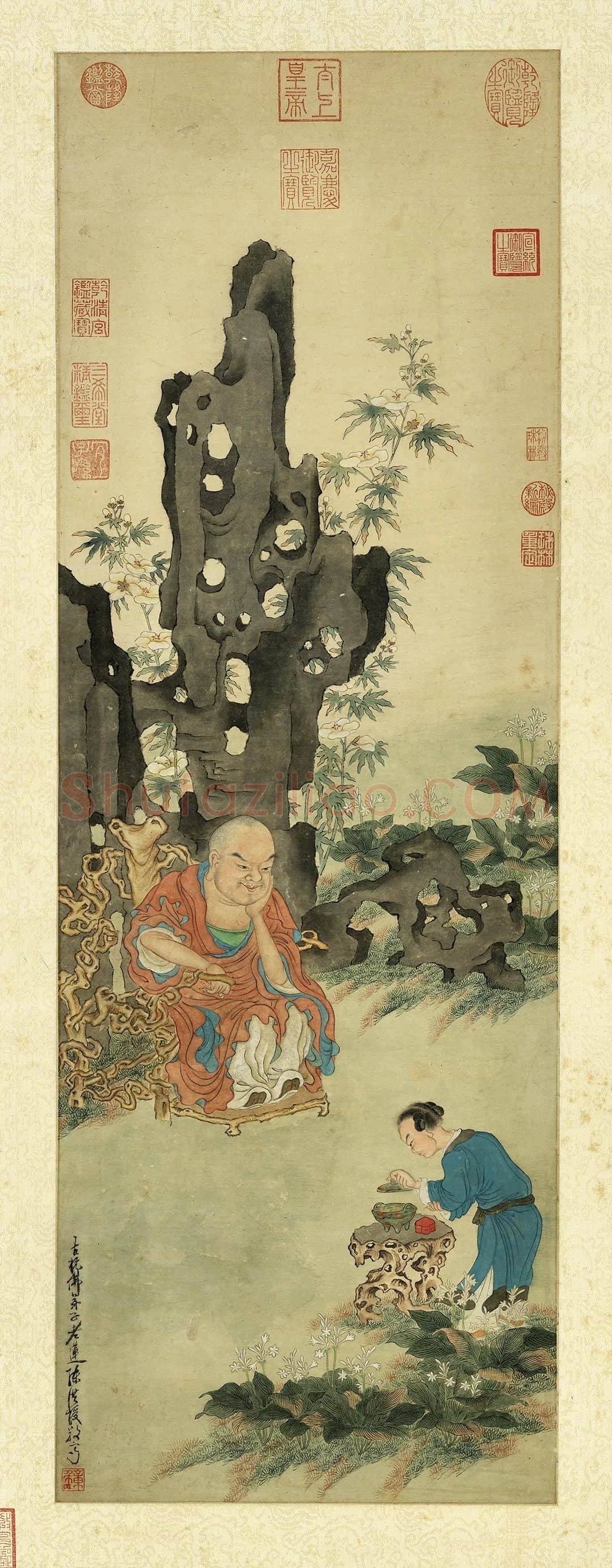 陈洪绶佛道人物画《罗汉图》