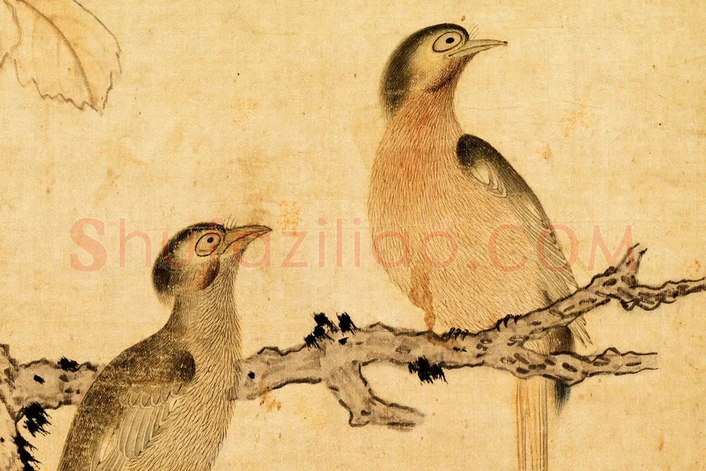 陈洪绶《古木双鸠图》局部 (1)