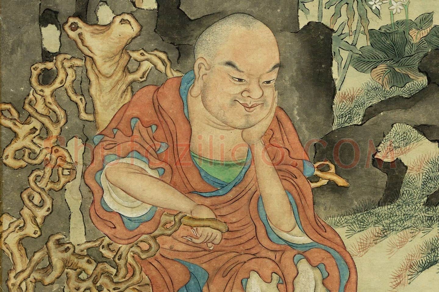 陈洪绶佛道人物画《罗汉图》局部 (1)