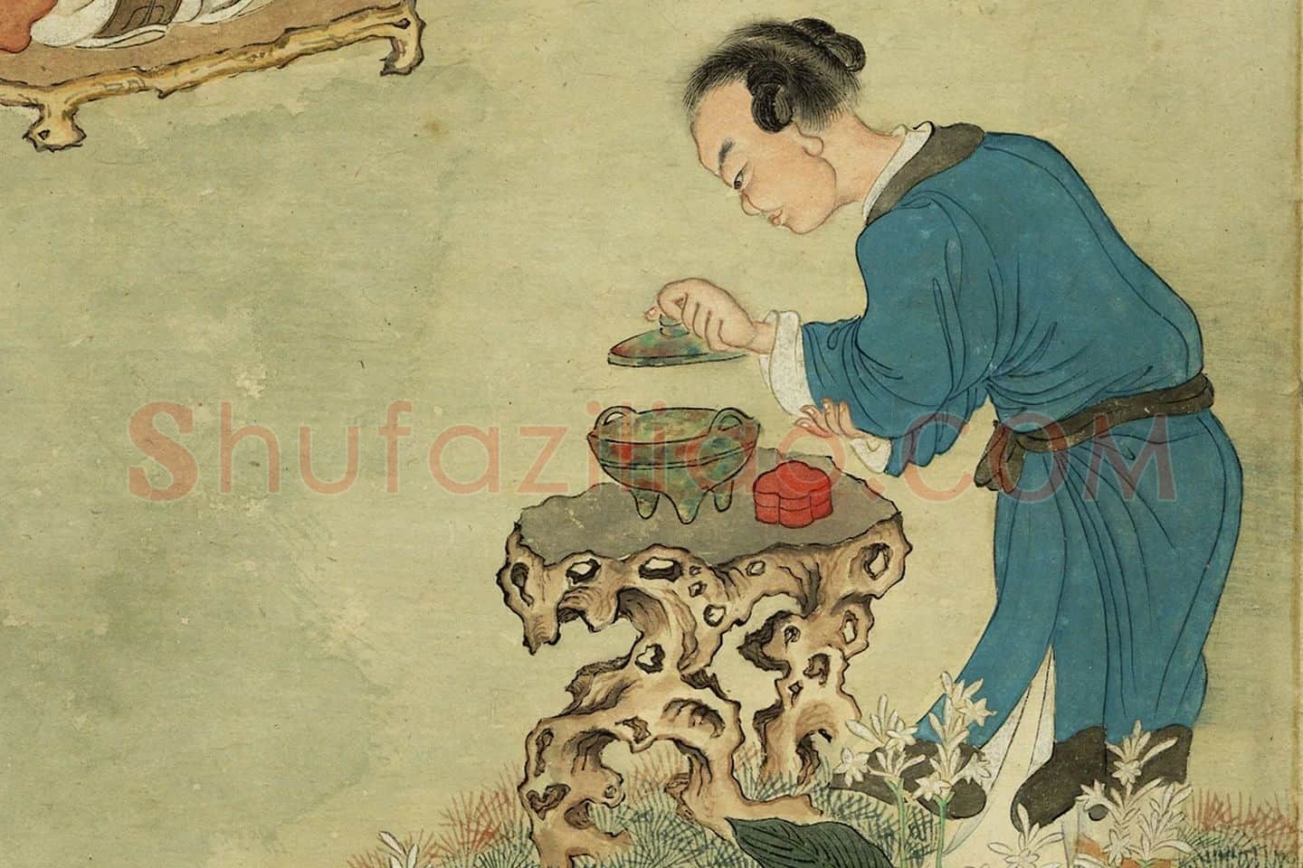 陈洪绶佛道人物画《罗汉图》局部 (2)
