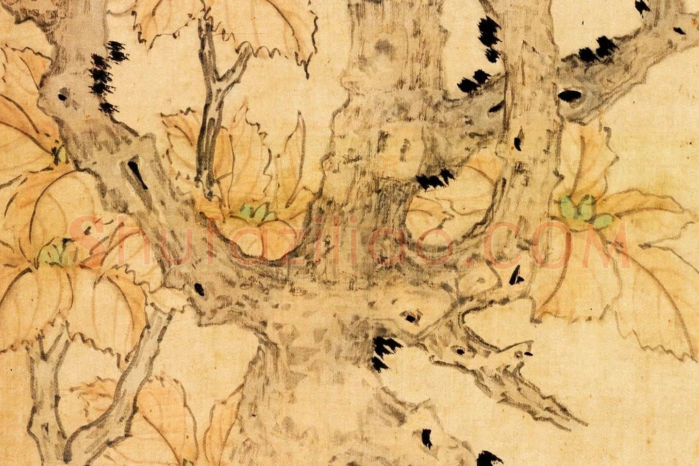 陈洪绶《古木双鸠图》局部 (3)