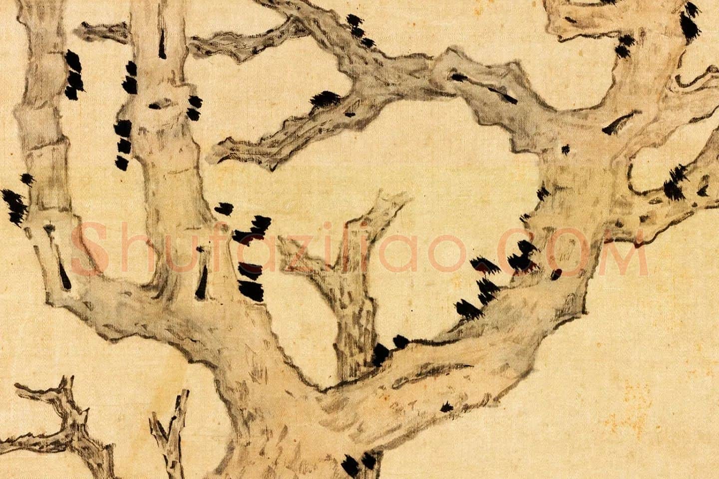 陈洪绶《古木双鸠图》局部 (4)