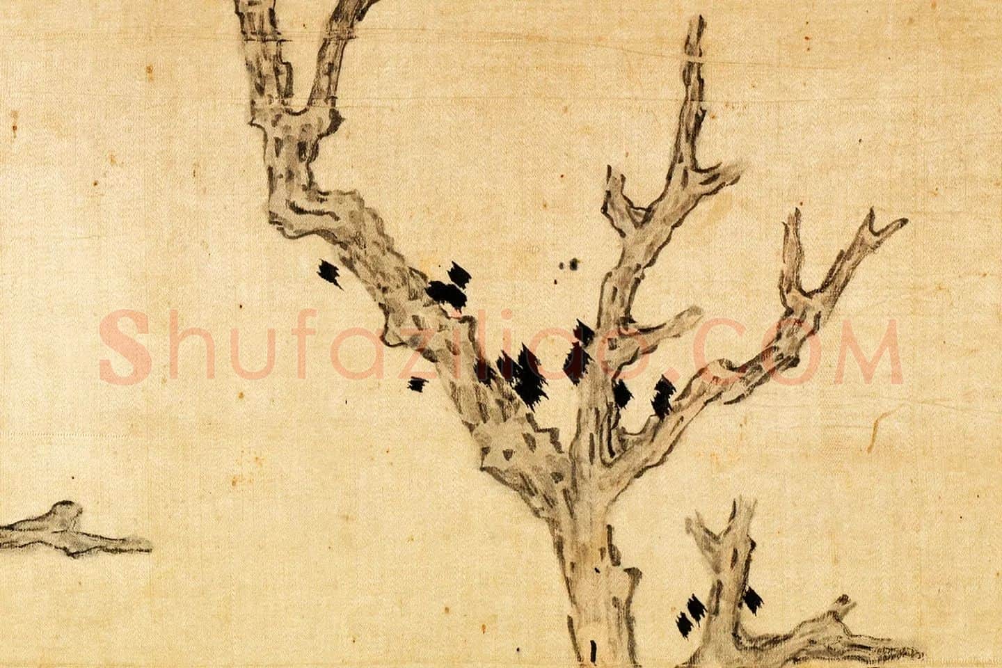 陈洪绶《古木双鸠图》局部 (5)