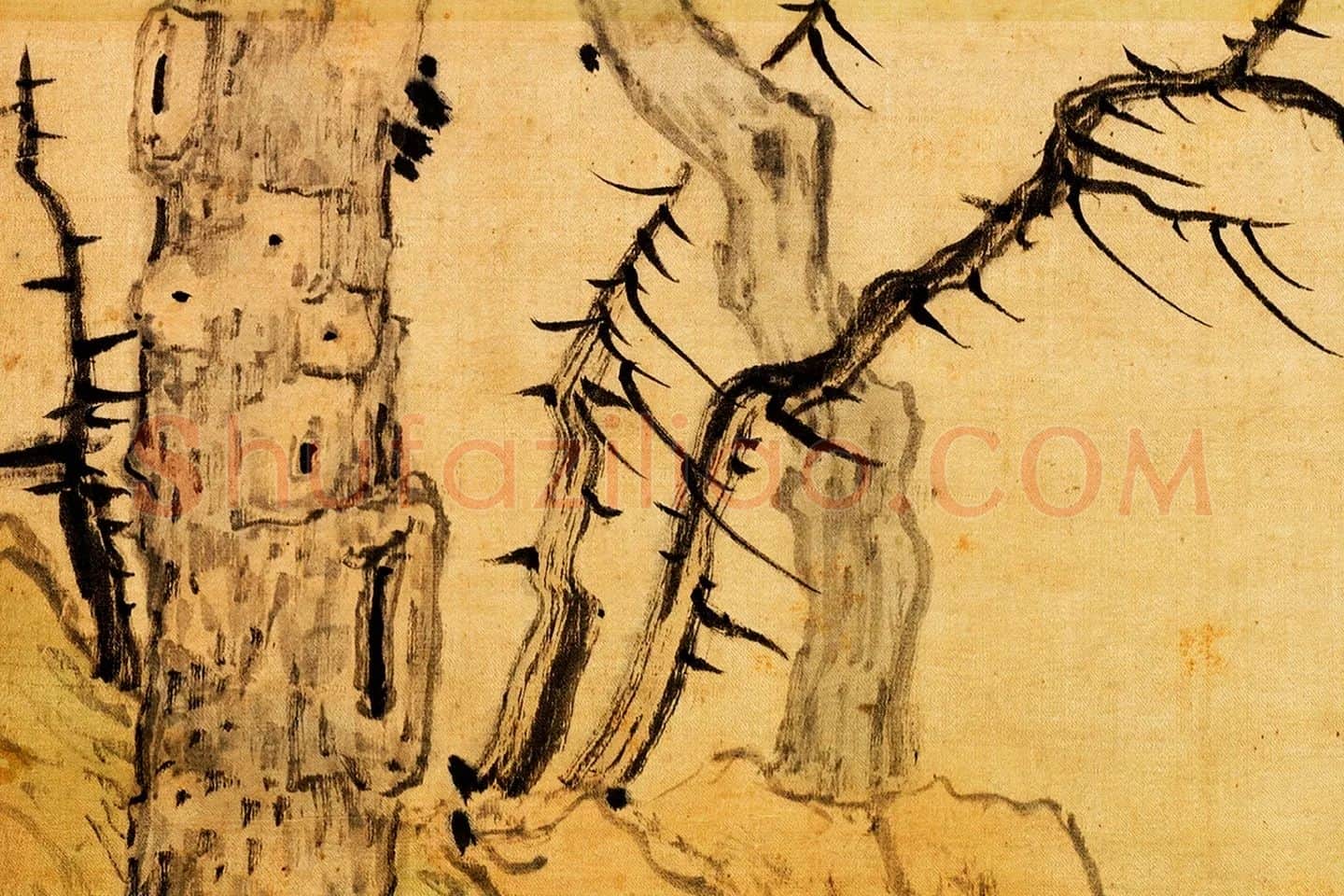 陈洪绶《古木双鸠图》局部 (6)