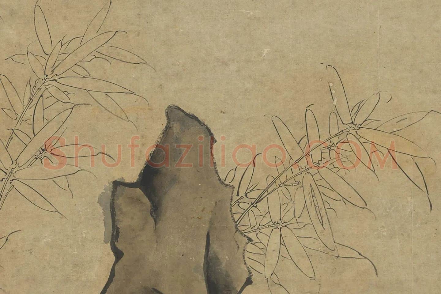 陈洪绶《萱花竹石图》局部 (3)