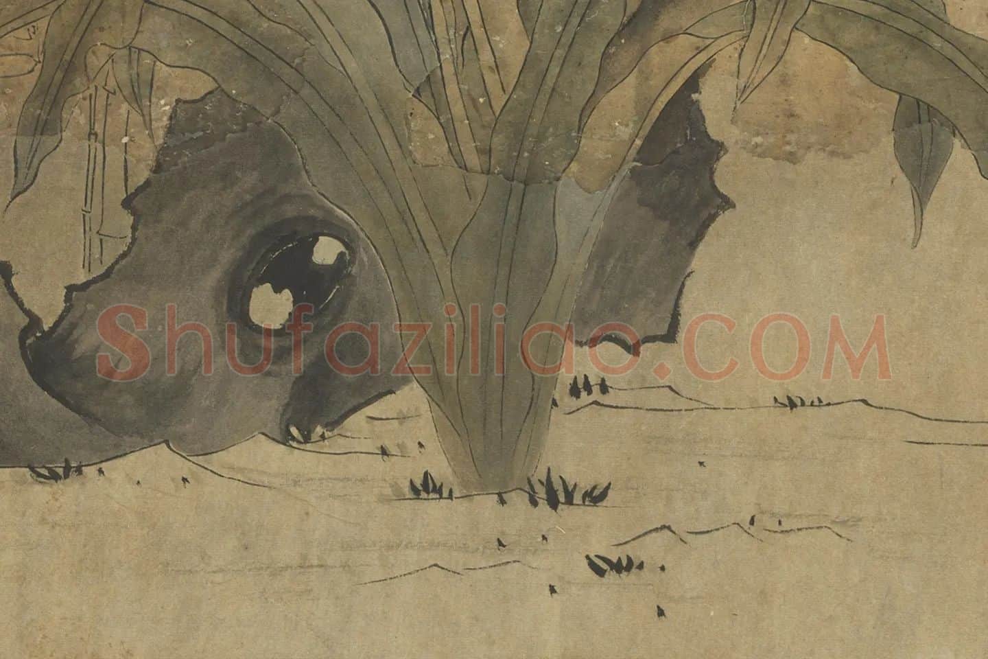 陈洪绶《萱花竹石图》局部 (4)