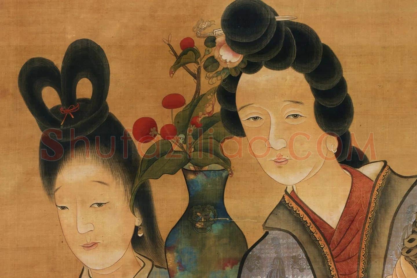 陈洪绶佛道人物画《仙人献寿图》局部 (1)