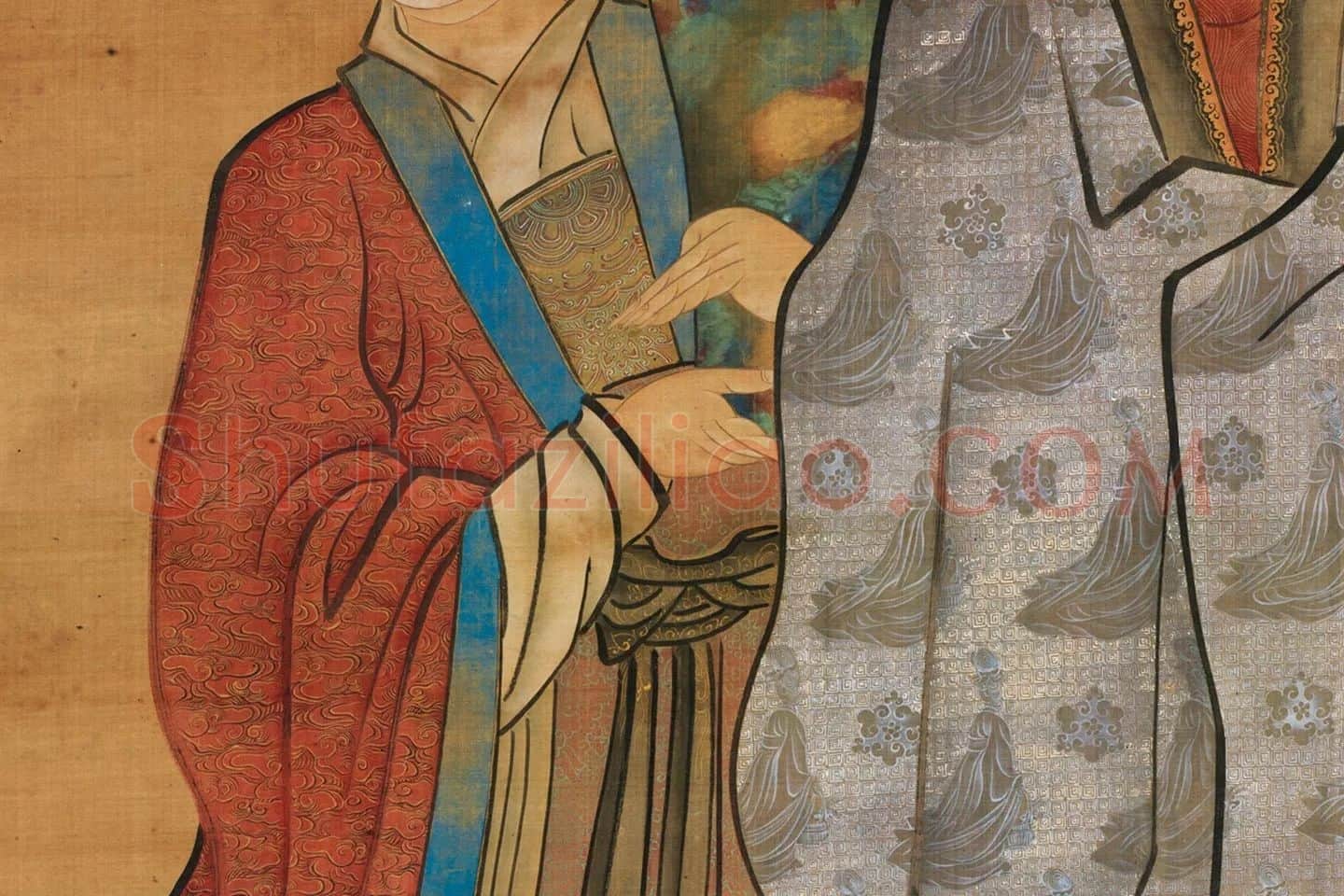 陈洪绶佛道人物画《仙人献寿图》局部 (2)