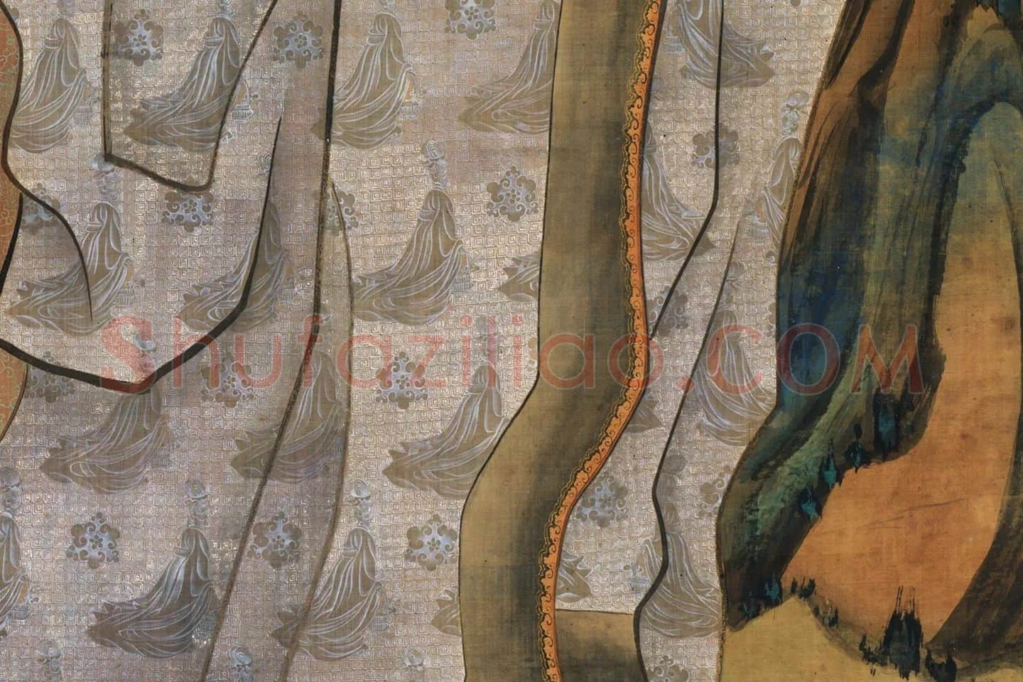 陈洪绶佛道人物画《仙人献寿图》局部 (4)