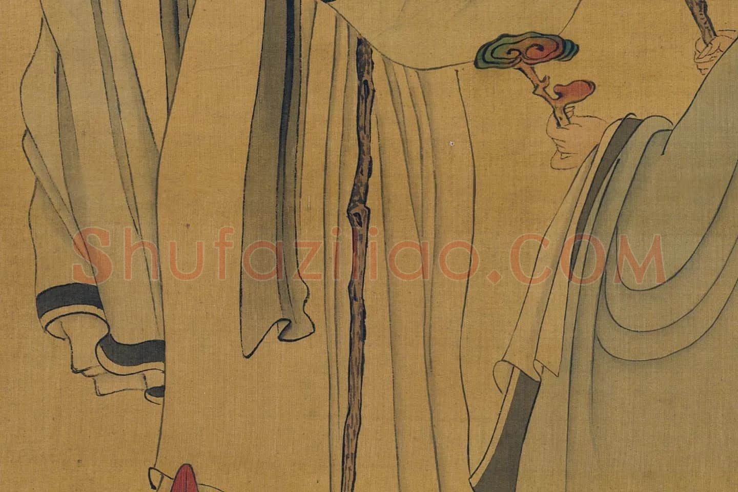 陈洪绶佛道人物画《三星图》局部 (3)