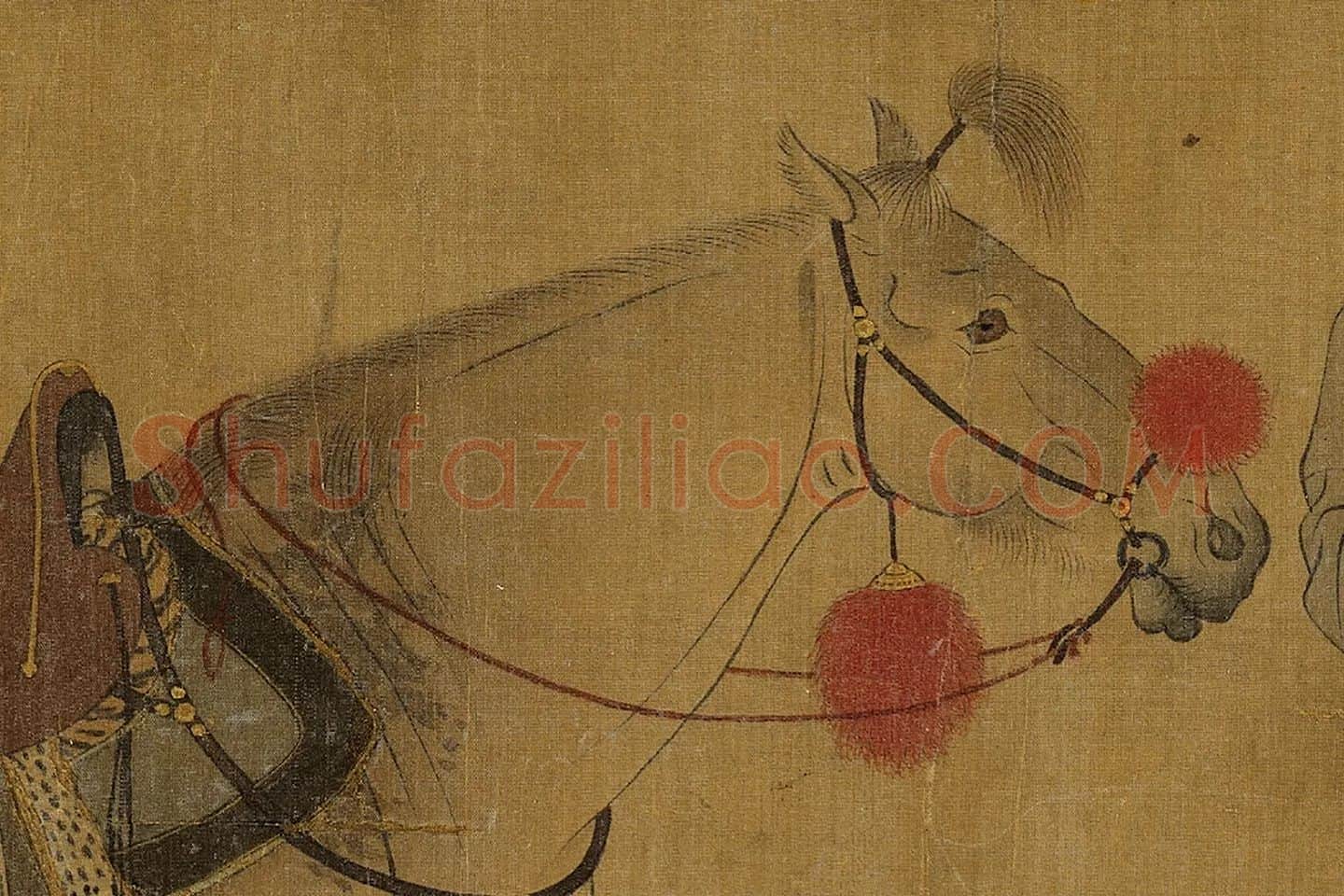李赞华鞍马画《射骑图》局部 (2)