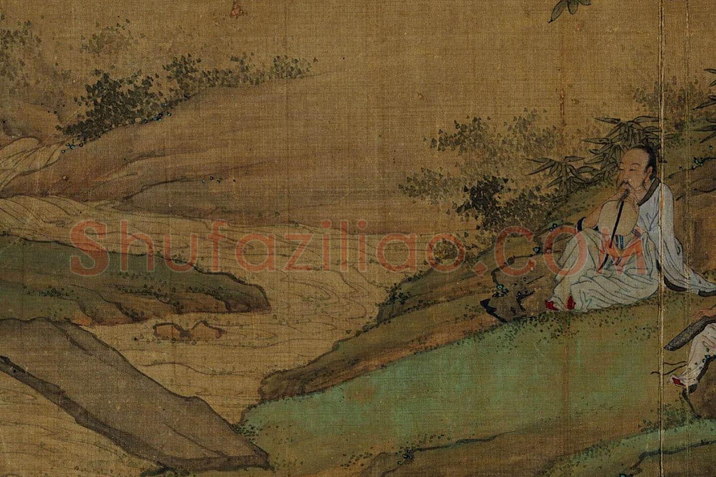 刘松年山水人物《停琴伫月图》局部 (1)
