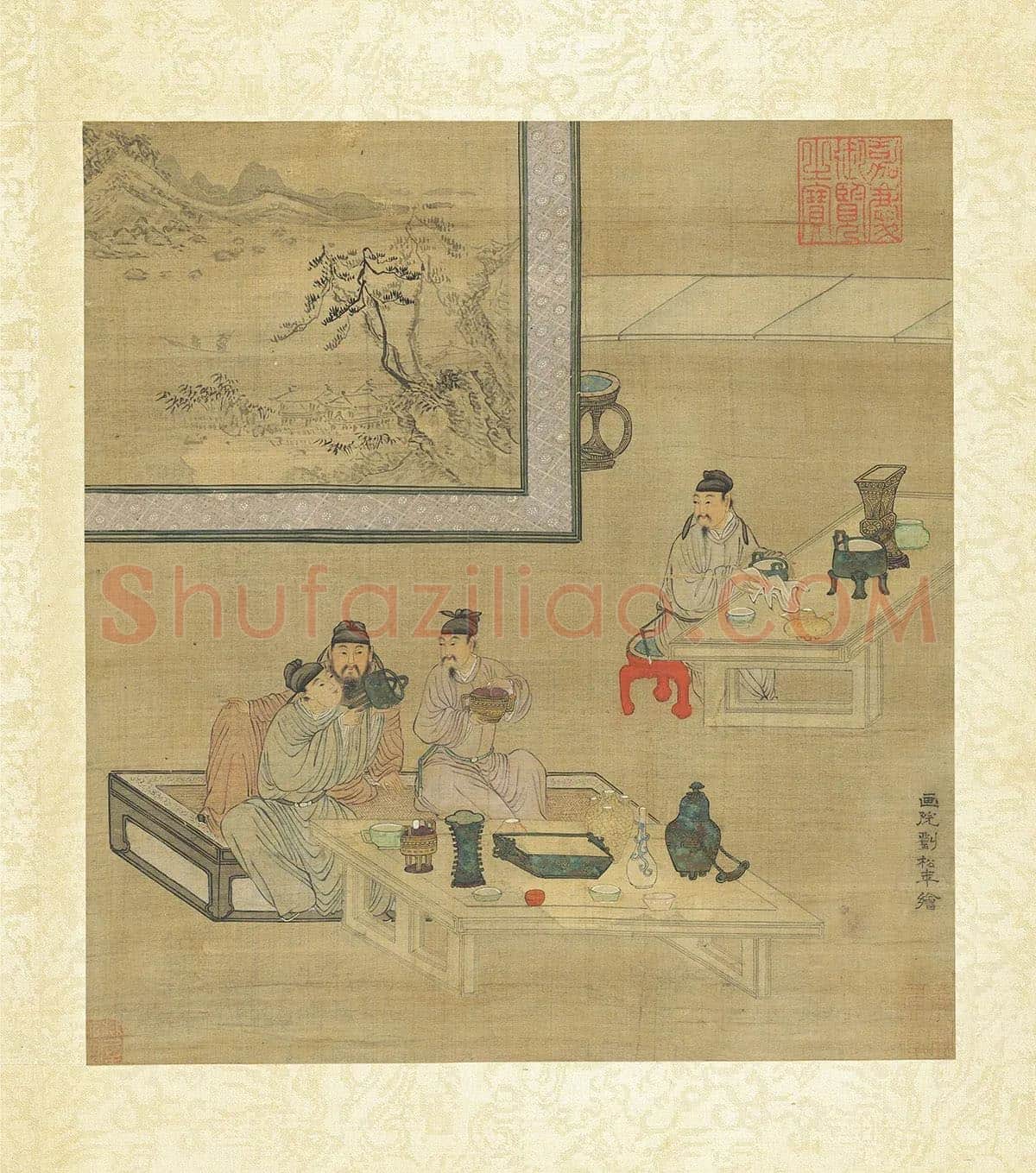 刘松年人物画《博古图》页