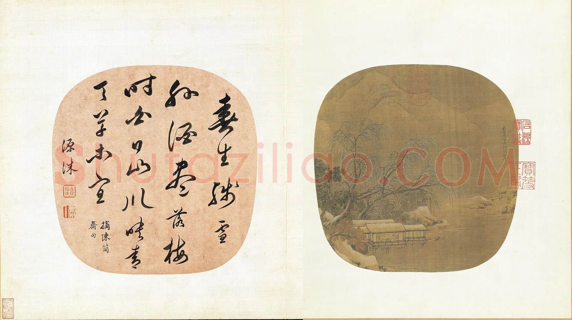 刘松年《柳桥雪阁图》团扇页