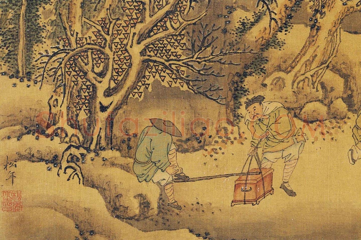 刘松年山水人物《雪山行旅图》局部 (1)
