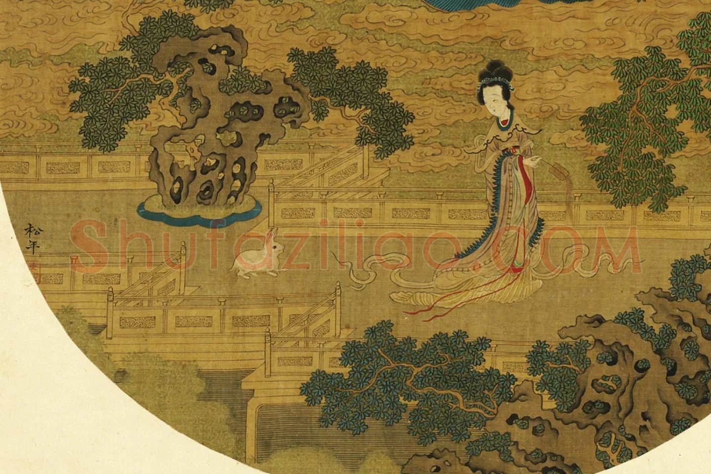 刘松年山水界画《嫦娥图》局部 (1)