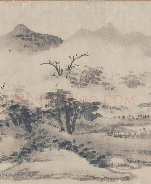 沈周水墨山水《西山雨观图》卷_05