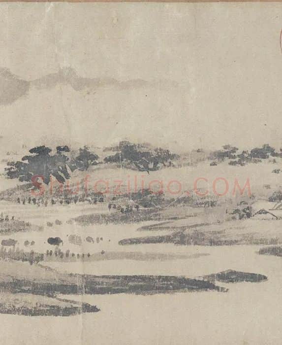 沈周水墨山水《西山雨观图》卷_06