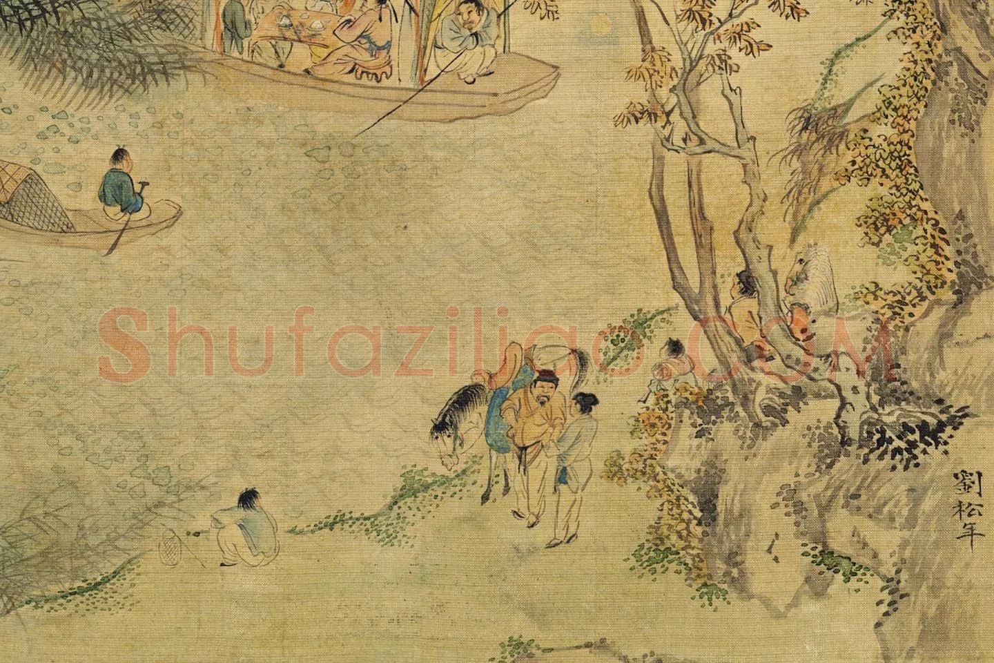 刘松年山水人物《琵琶行故事图》局部 (1)