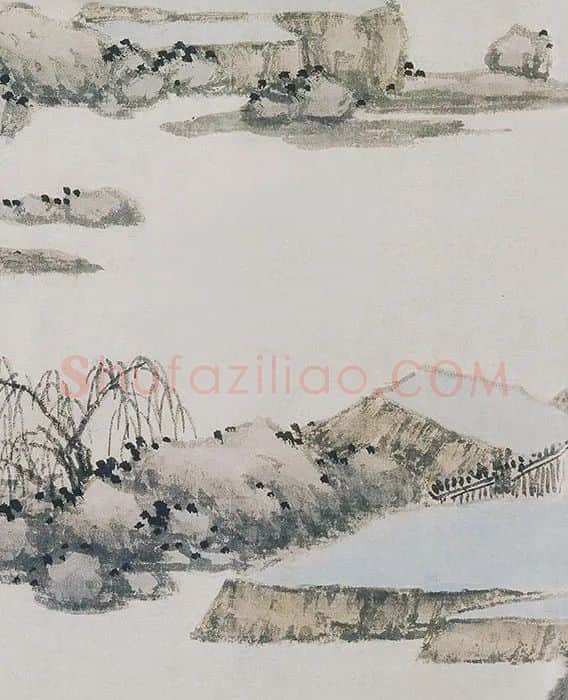 沈周山浅绛水画《青园图》_06