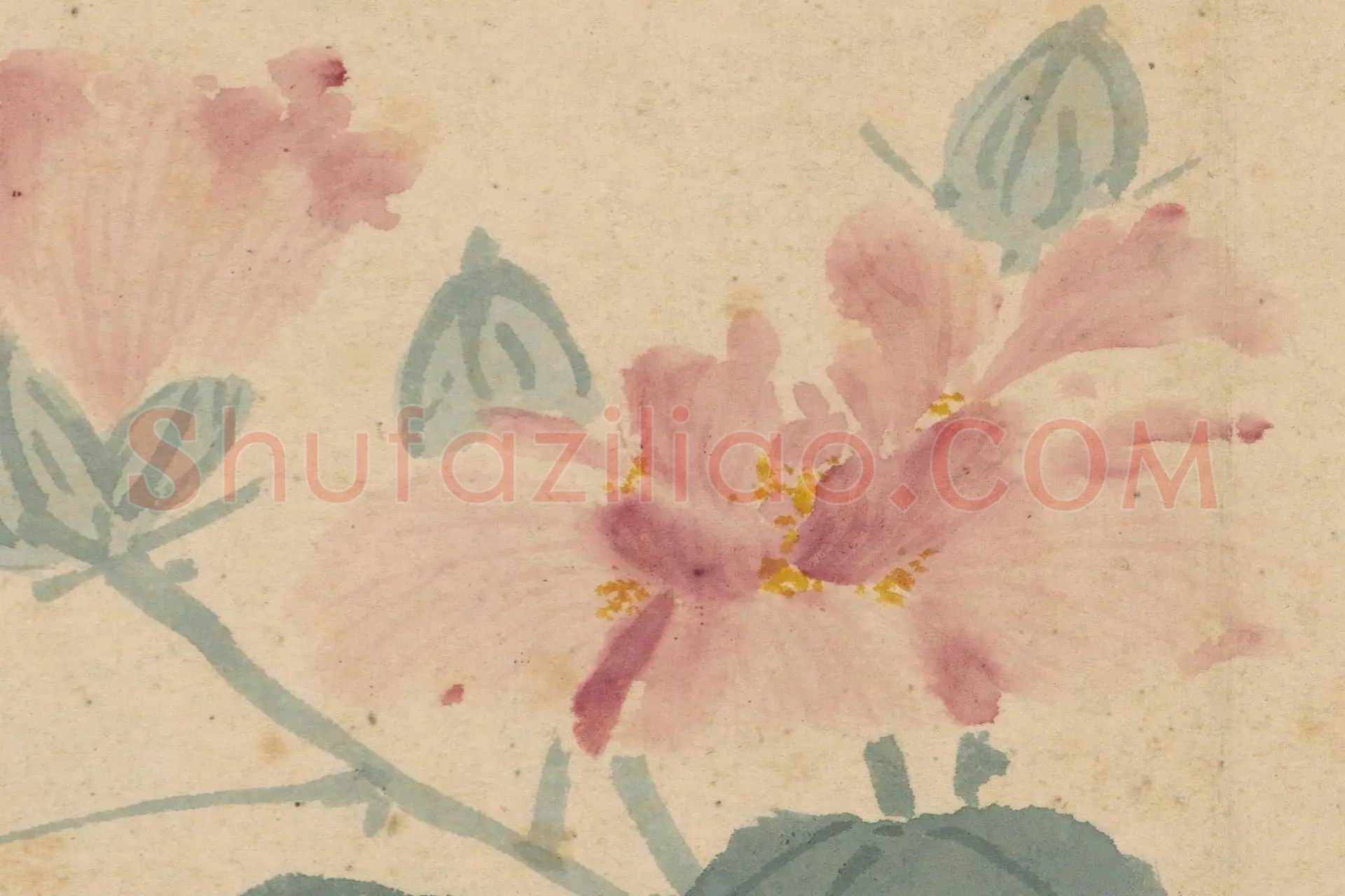 8-沈周《石田卧游册·芙蓉图》高清大图局部