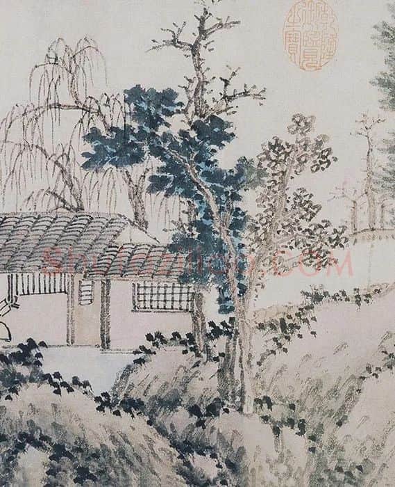 沈周山浅绛水画《青园图》_08