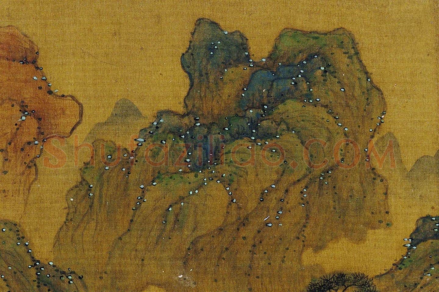 宋刘松年青绿山水局部 (3)