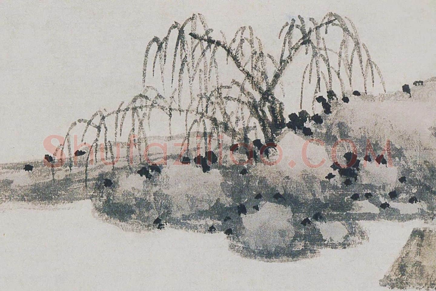 沈周山浅绛水画《青园图》局部 (4)