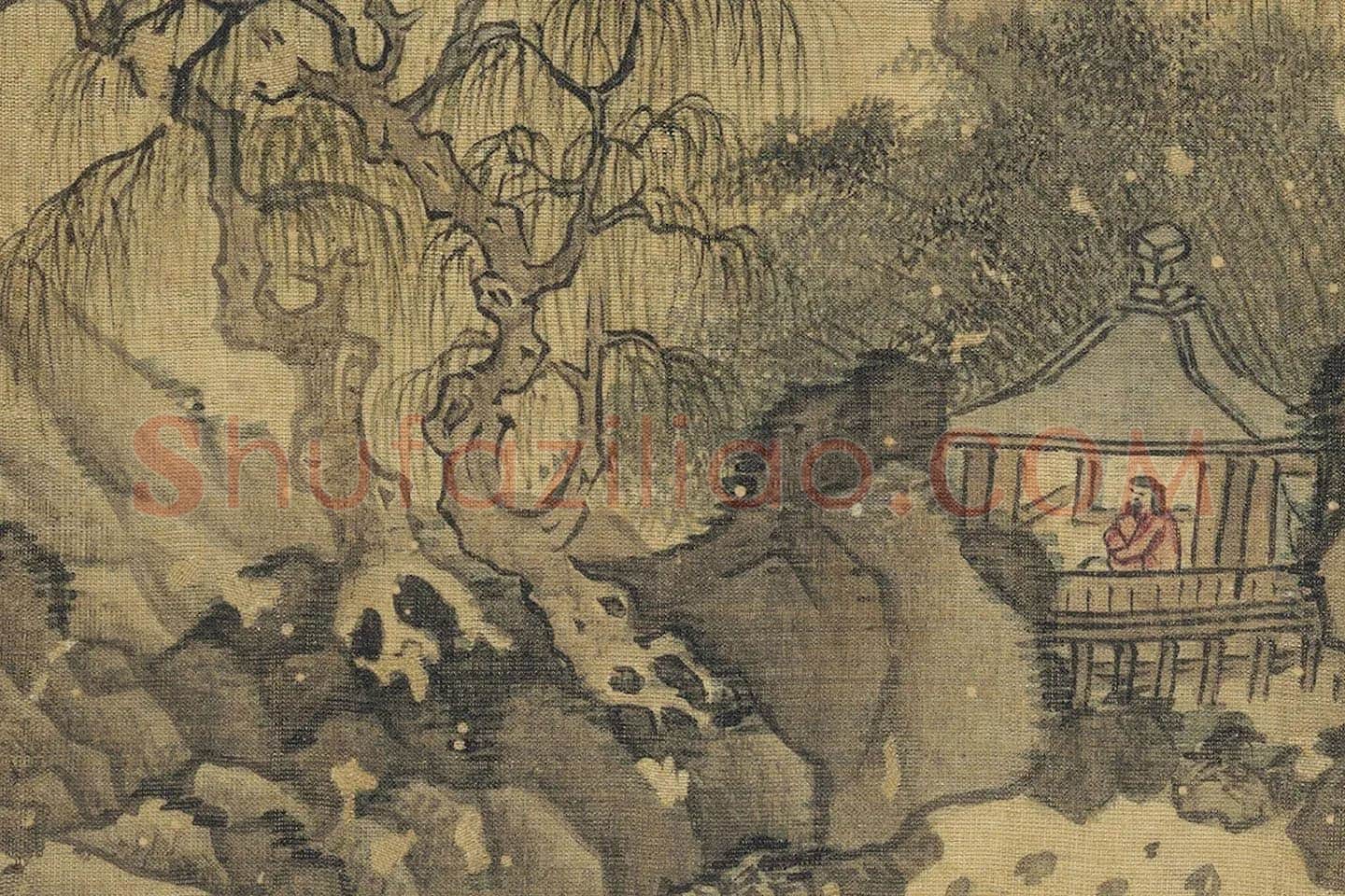 赵澄《仿夏仲圭竹亭观柳图》局部 (1)