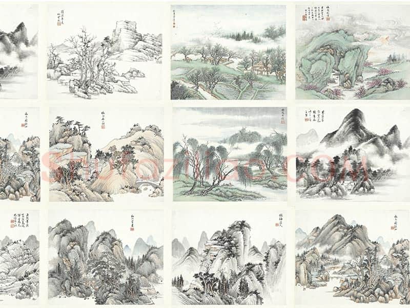 张石园(张克龢)仿古山水画册