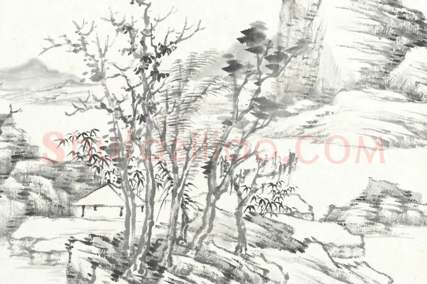 张石园(张克龢)仿古山水画册局部 (3)