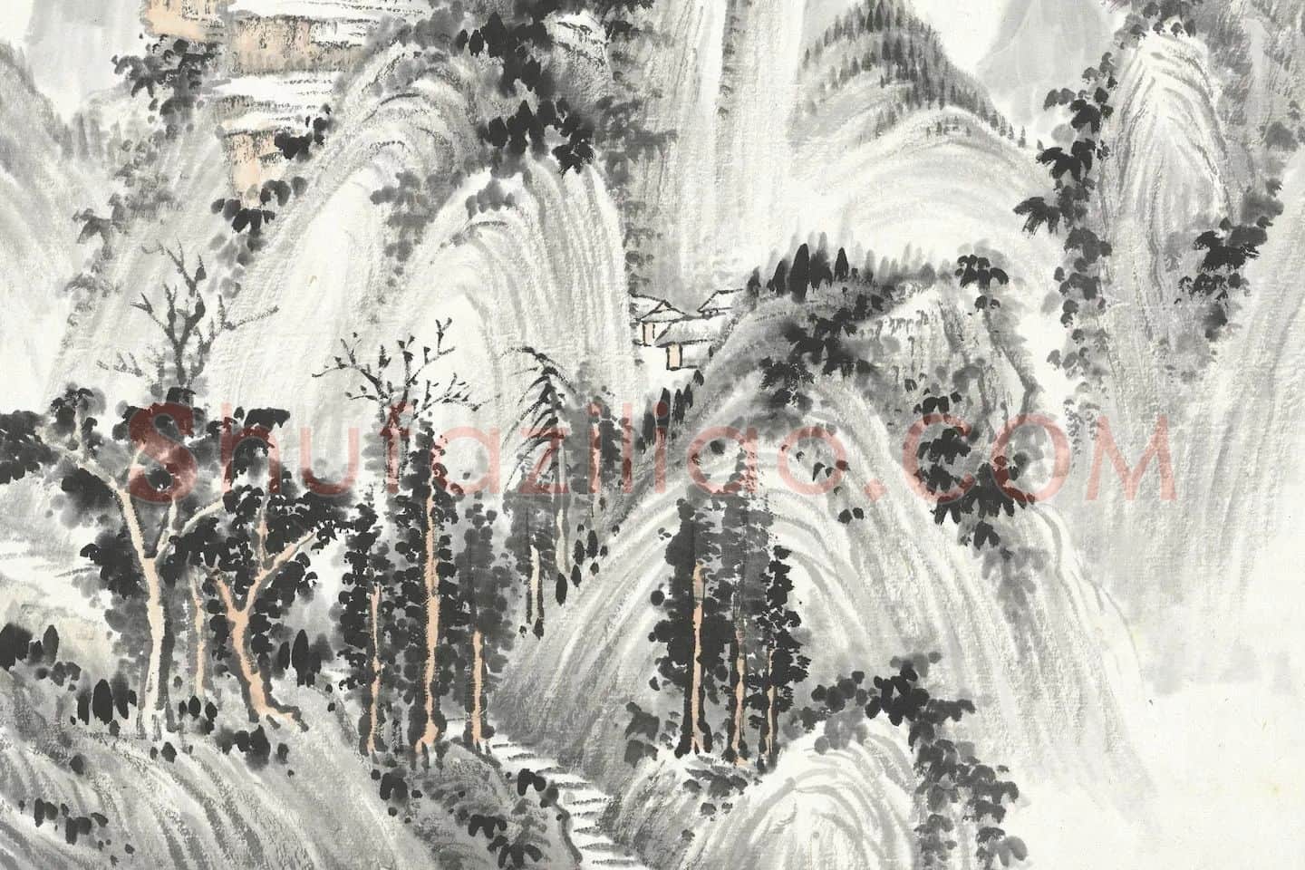 张石园(张克龢)仿古山水画册局部 (8)